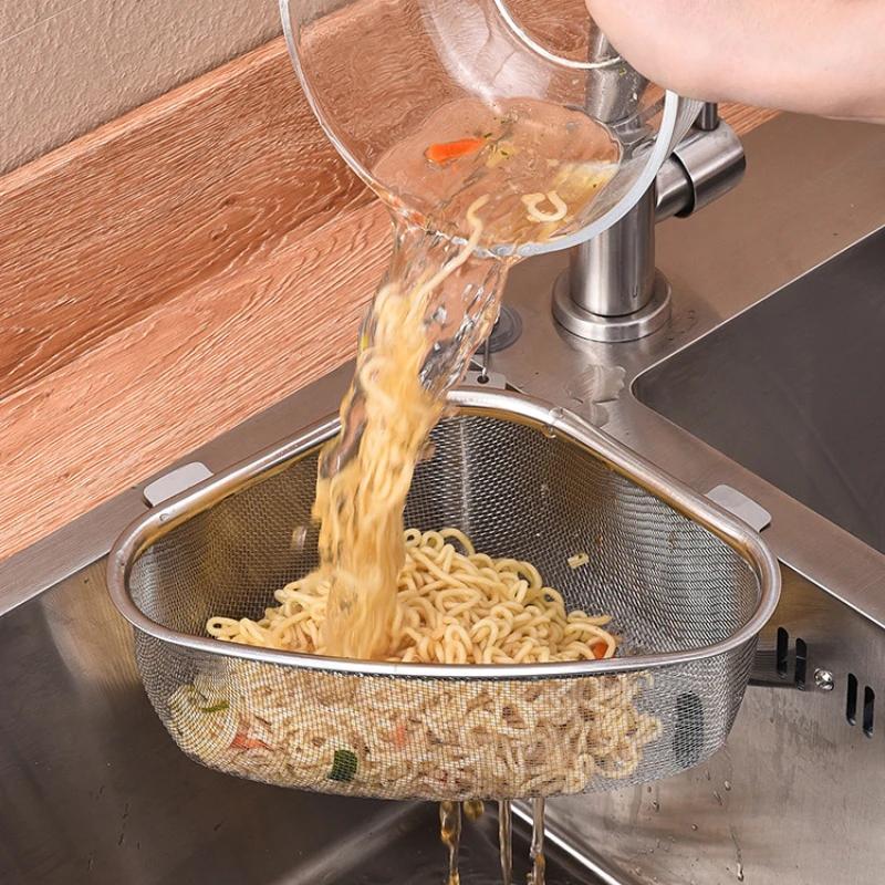 Panier de vidange d'évier de cuisine en acier inoxydable, Triangle pour aliments et légumes, filtre