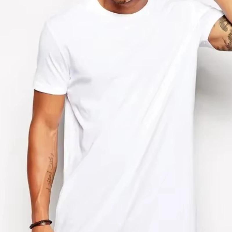 2025 marque hommes coton vêtements blanc Long T-Shirt Hip Hop hommes T-Shirt Extra longue longueur h