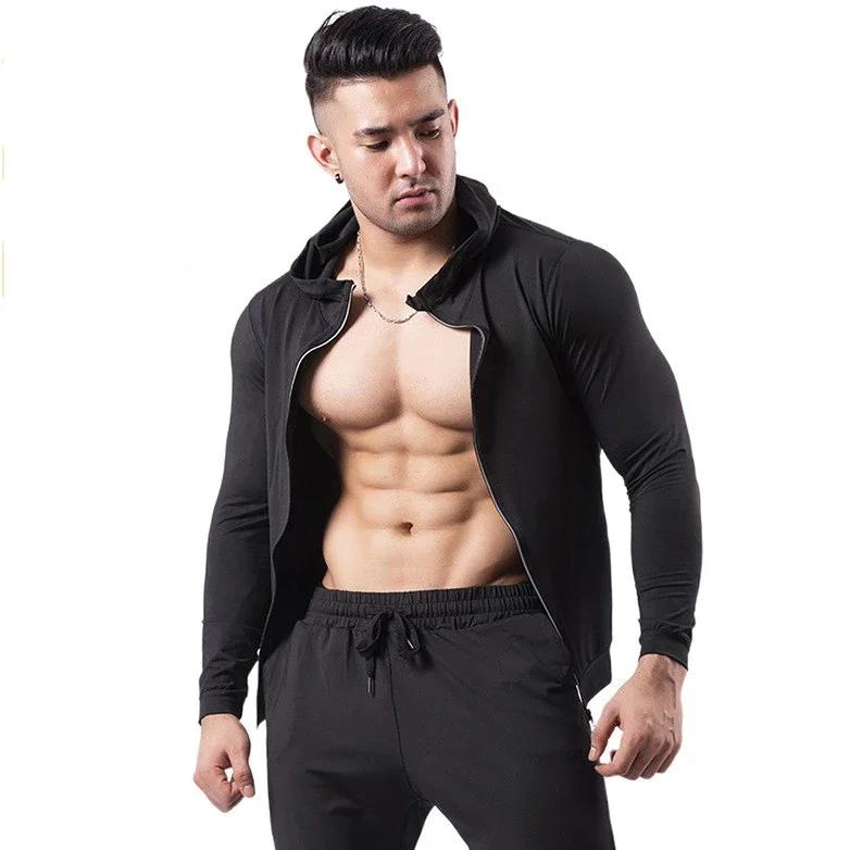 Veste de sport à capuche pour hommes, fitness, course du matin, basket-ball, entraînement, séchage r
