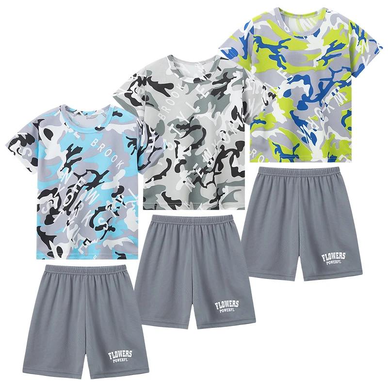Combinaison enfant camouflage multicolore séchage rapide - Short manches courtes été sport garçons filles