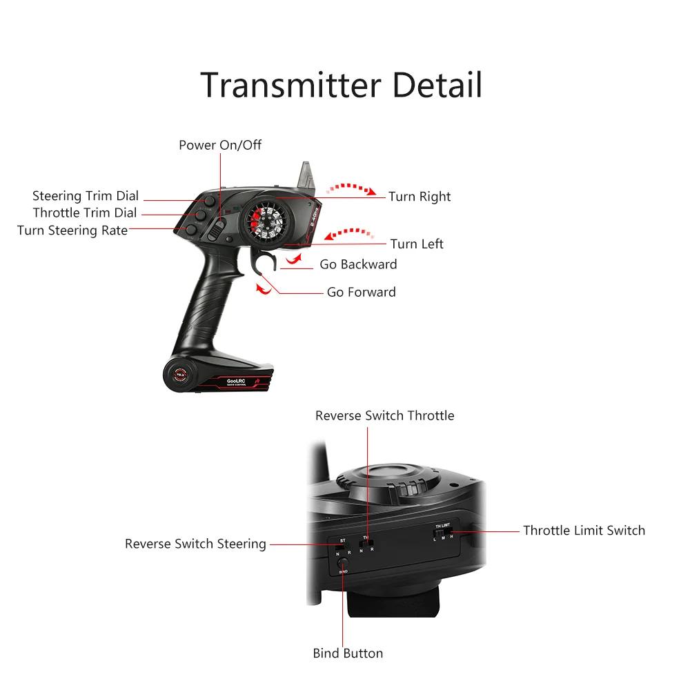 GoolRC TG3 2.4GHz 3CH transmetteur de télécommande radio numérique avec récepteur pour bateau de voi