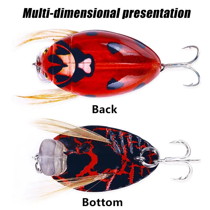 HENGJIA 1 pièces 3.8 cm 4g coccinelle artificielle appât de pêche cigale coccinelle insectes Wobbler
