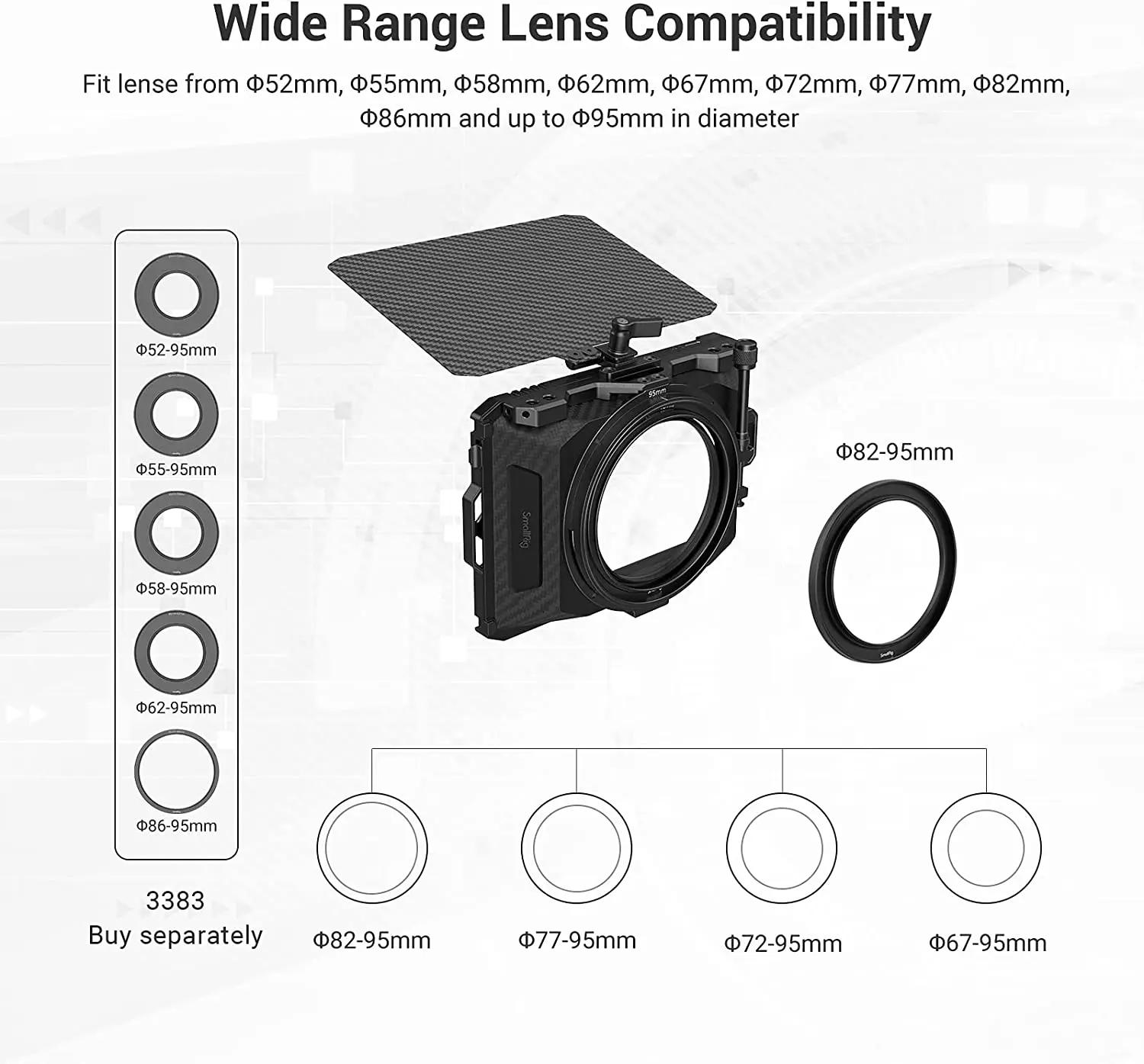 SmallRig – Mini boîtier mat pour appareils photo DSLR sans miroir, Compatible avec les objectifs 52m