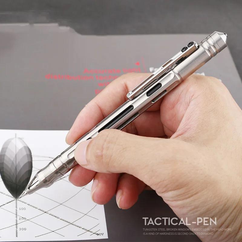 EDC – stylo tactique automatique en alliage de titane à deux usages, équipement multifonctionnel pou