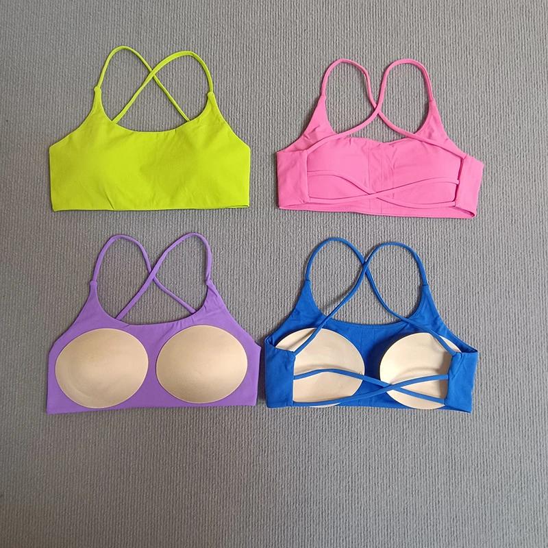 Soutien-gorge de Sport de Yoga Sexy, dos croisé creux pour femmes, haut serré, sous-vêtements de Yog