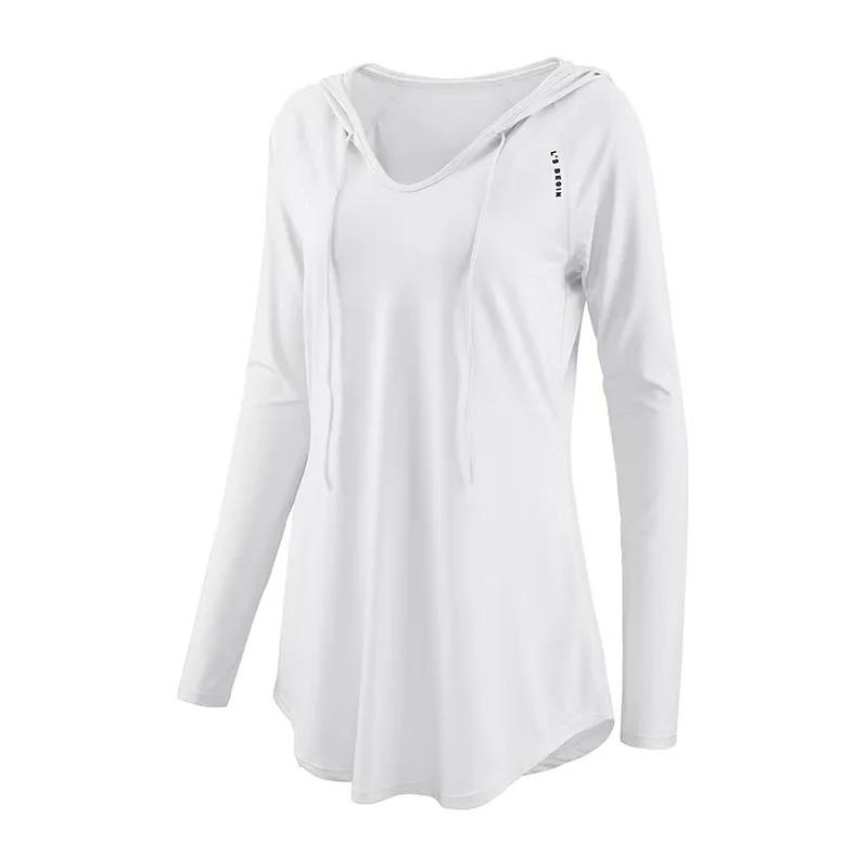 Chemise sport femme manches longues capuche séchage rapide pour yoga et running - Haut fitness
