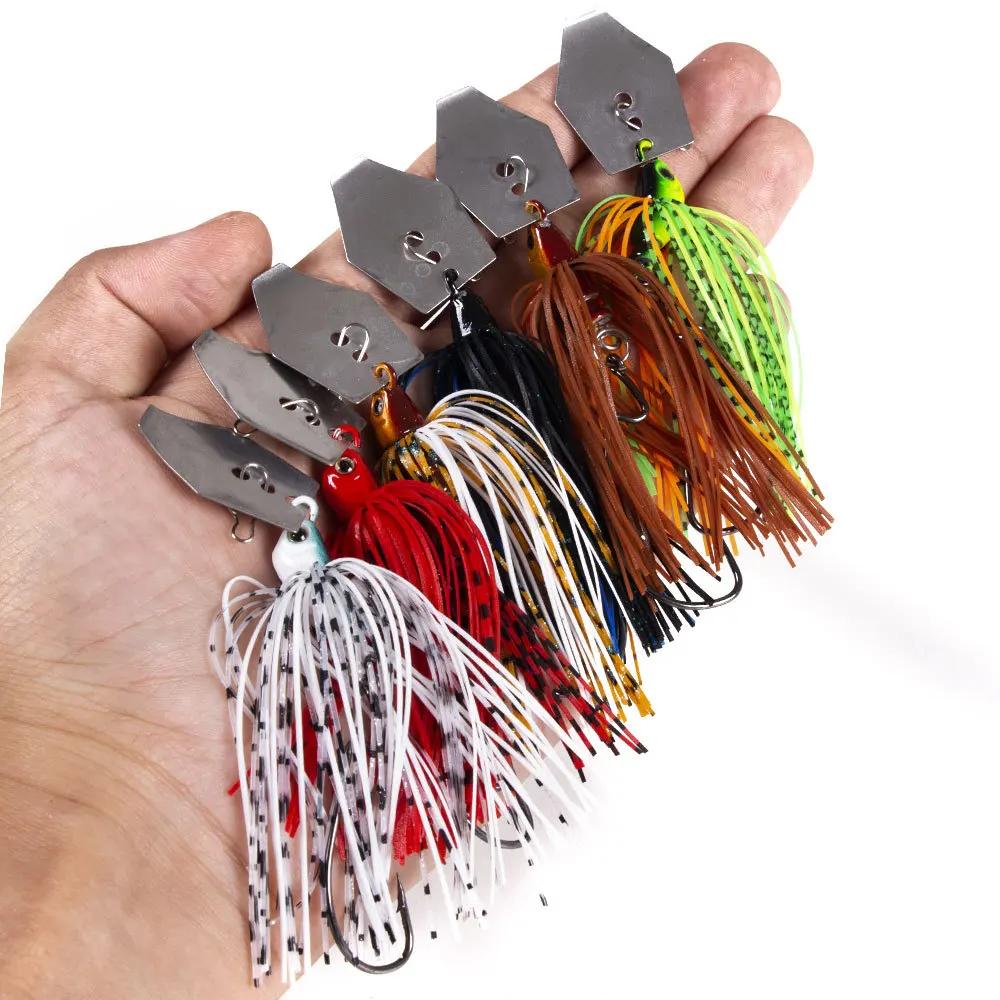 Leurre métallique avec jupe en caoutchouc, appât ÉlwobJeff, buzzbait, jigging, cuillère spinner pour