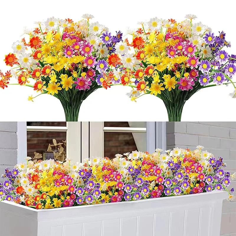 Fleurs de marguerites artificielles pour l'extérieur, fausses plantes à feuillage résistantes aux UV