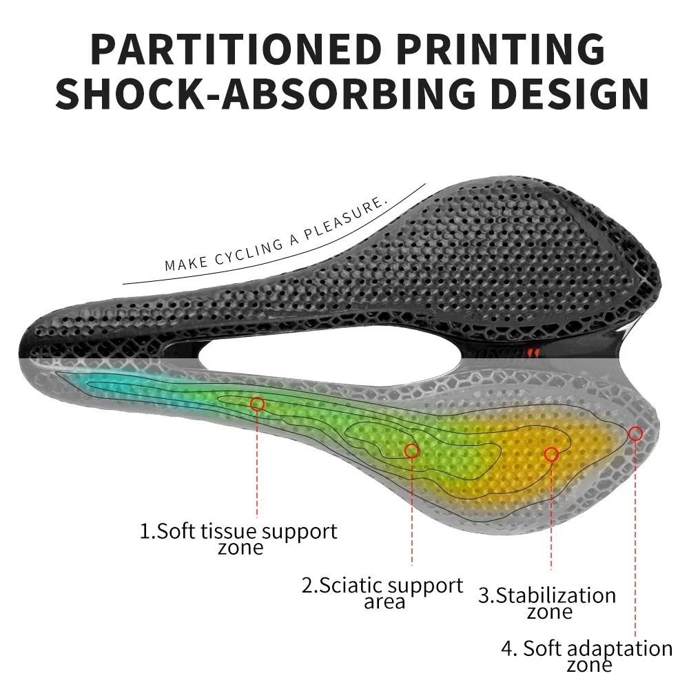 Selle carbone VTT route gravier ONIRII imprimée 3D légère antichoc pour vélo pliant
