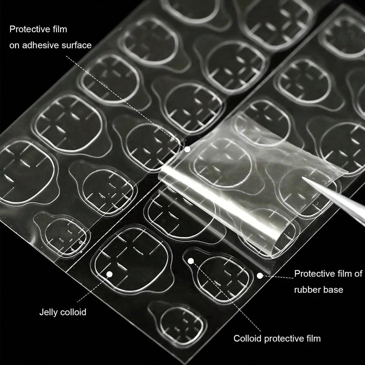 Colle autocollante Double face pour faux ongles, 25 feuilles/600 pièces, onglets adhésifs pour faux