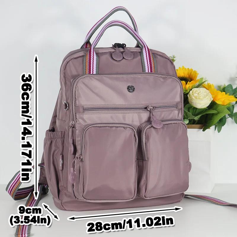 Sac à dos d'école en Nylon multi-poches, sac à dos décontracté pour femmes, sac d'école léger de gra