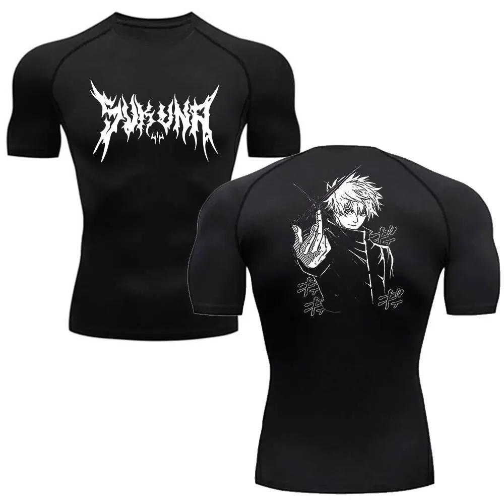 Anime Jujutsu Kaisen chemise de Compression hommes Fitness Gym Sport course T-Shirt Rashgard hauts T