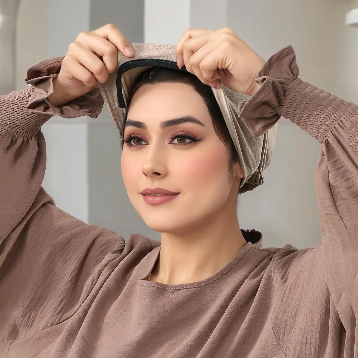 Haute qualité coton Modal Hijabs anti-dérapant élastique cravate dos casquettes intérieures foulard