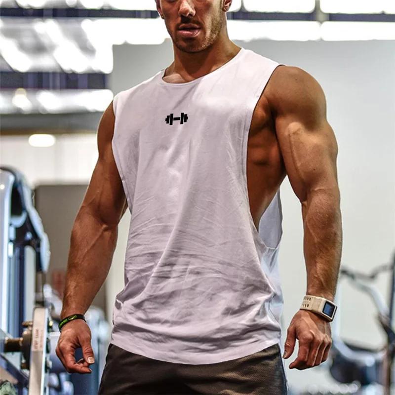 Gilets d'entraînement Fitness coton respirant fentes latérales hommes musculation sans manches