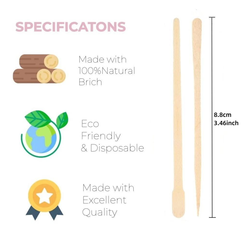 100 pièces femme en bois épilation bâton jetable épilation spatule cire bâtons bois visage sourcils