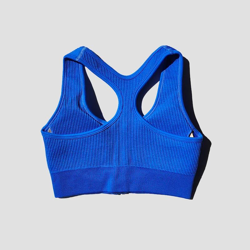Soutien-gorge Push Up extérieur pour femme - Haut court avec fermeture éclair fitness gym course yoga