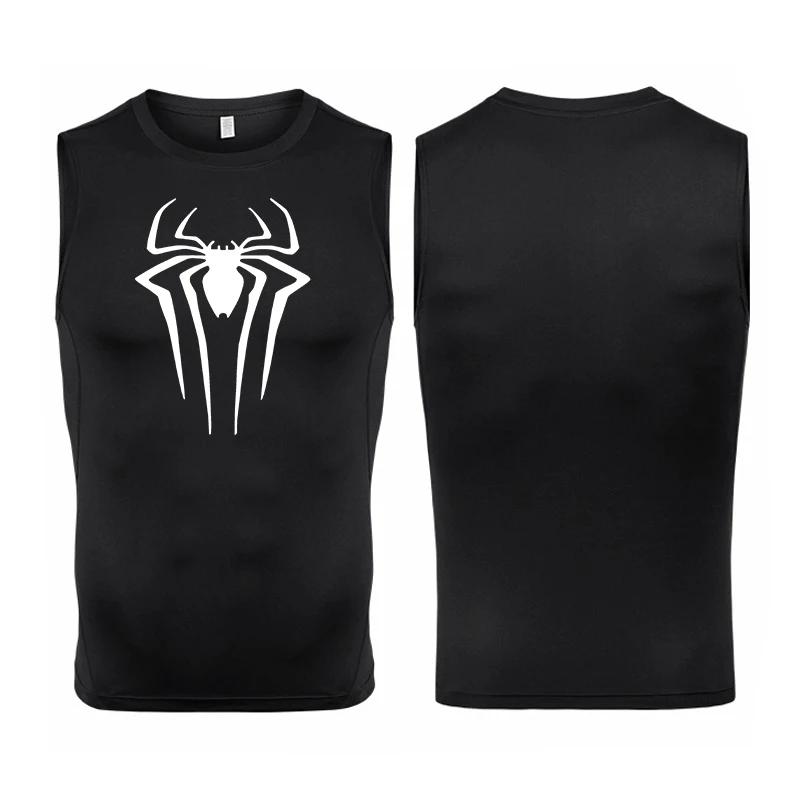 Débardeur imprimé araignée pour hommes, chemise de Compression sans manches à séchage rapide, gilet