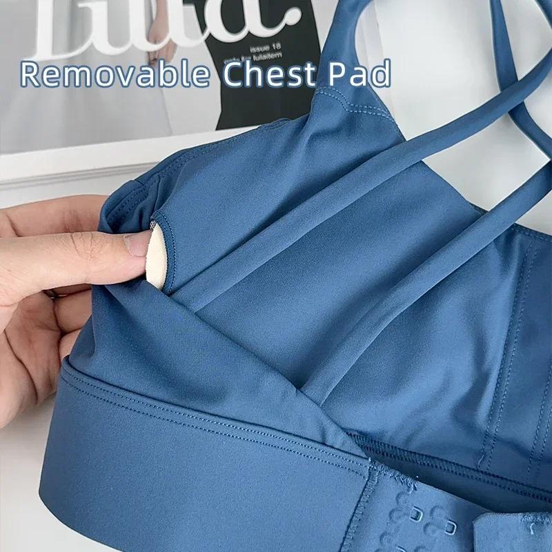 Haut fitness mode dos croisé femmes soutien-gorge antichoc réglable pour gymnastique Pilates course