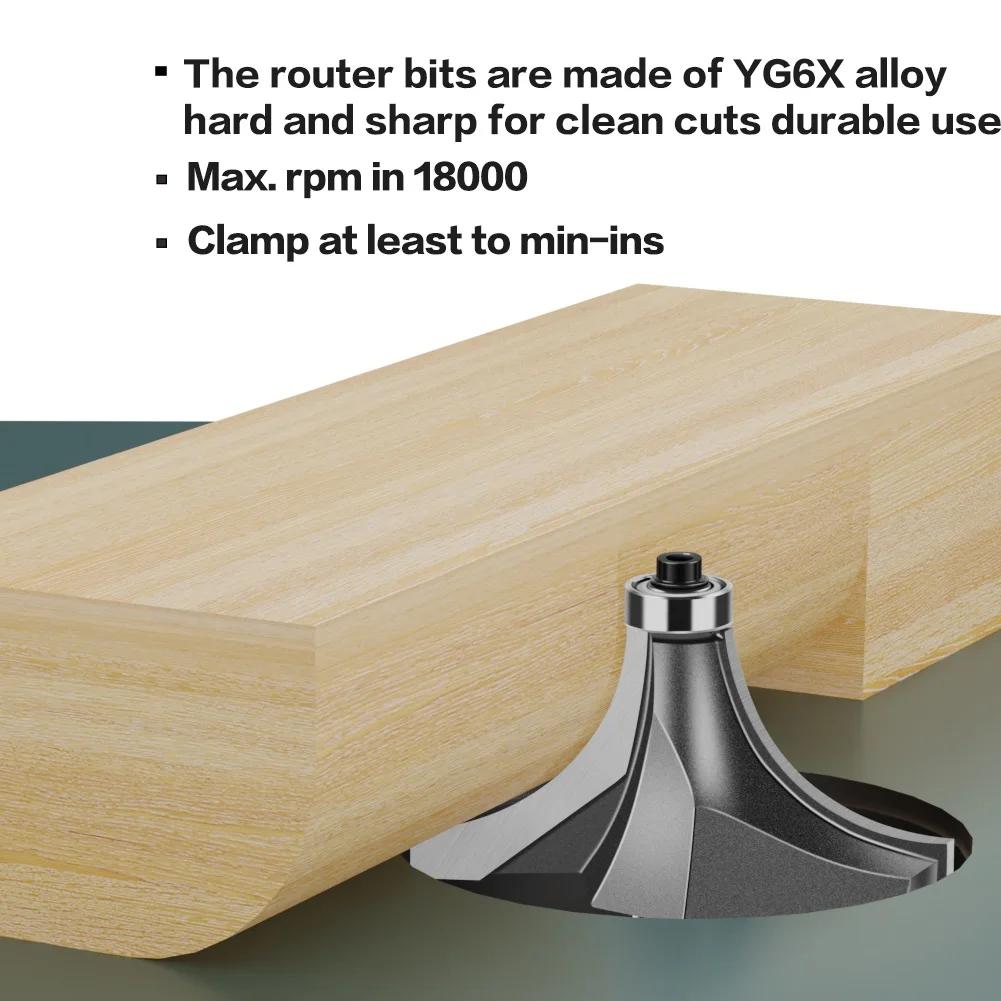 Mèche de routeur ronde d'angle à tige de 1/4 et 6mm, avec roulement, fraise pour le travail du bois,