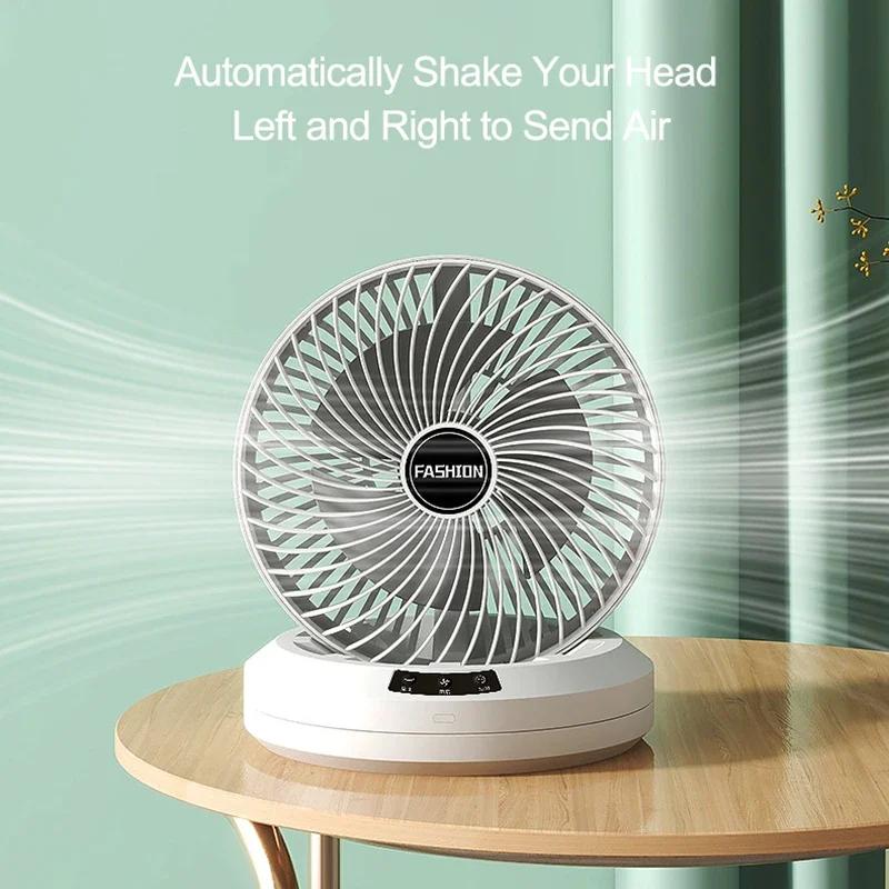 Nouveau ventilateur de bureau pliable à tête oscillante, ventilateur électrique rechargeable portabl