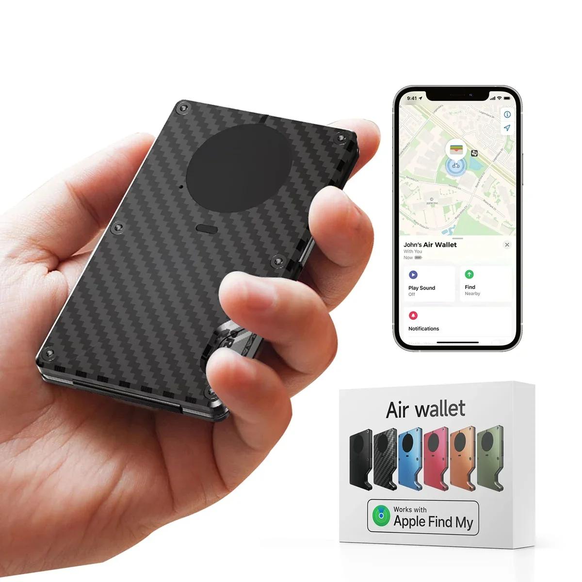 Le portefeuille intelligent fonctionne avec Apple Find My APP, portefeuille mince bloquant RFID, por