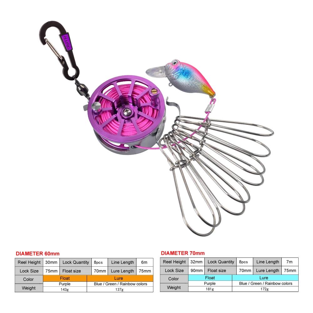 Boucle de verrouillage de pêche Portable boucle de verrouillage de poisson vivant avec moulinet en a