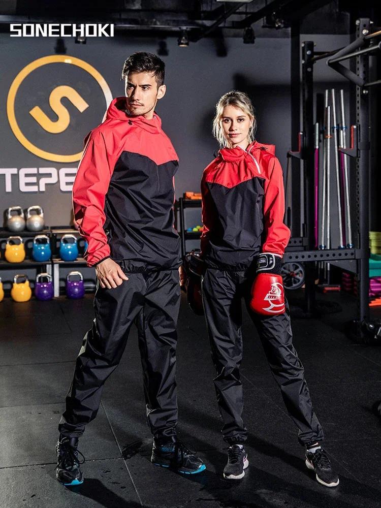 Combinaison de Sauna pour femmes et hommes, ensemble de vêtements de sport, pull à capuche, hauts de