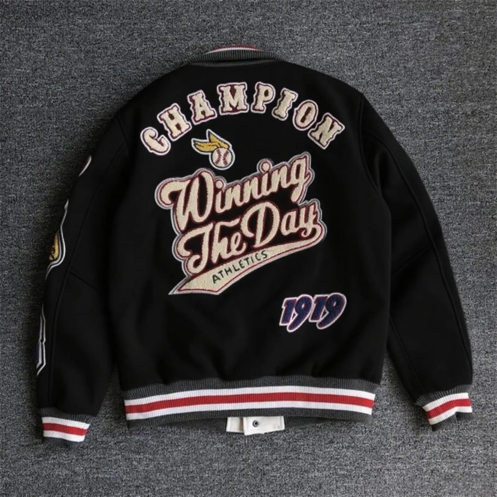 Veste de Baseball avec lettres brodées rétro américaines pour hommes, veste ample de marque à la mod
