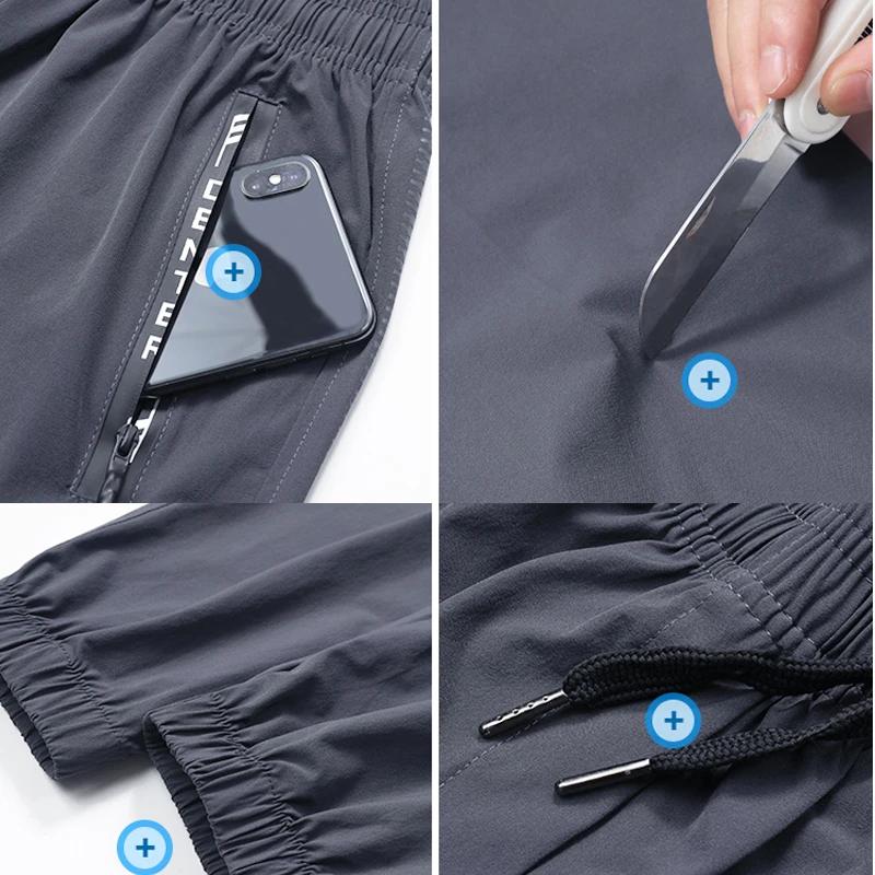Pantalons de Sport à séchage rapide pour hommes, pantalons de course avec poches zippées, pantalons
