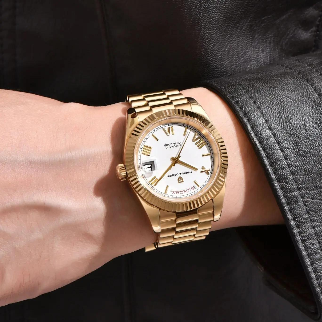 Montres pour hommes PAGANI DESIGN DD40 Or Blanc Luxe Automatique TMI NH36A Date Jour Mécanique Nouve