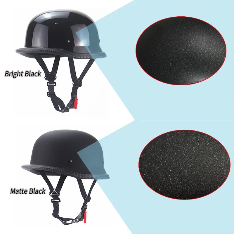 1X M/L/XL Vintage moto Cruiser casque demi visage casque allemand moto casque noir brillant voiture-