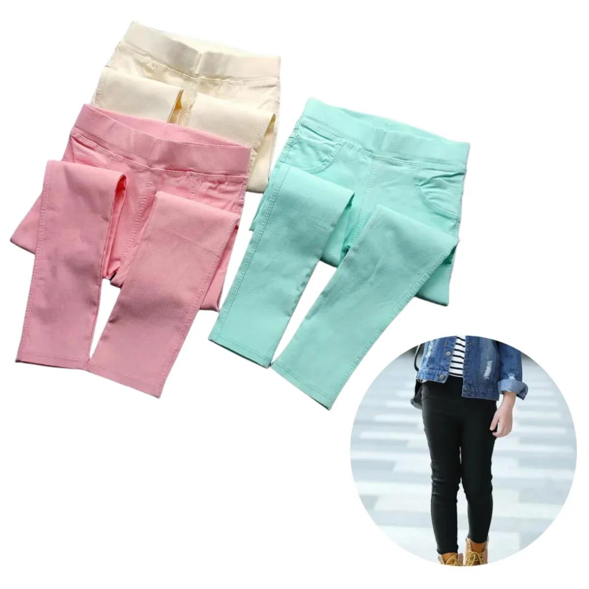 Pantalons Slim pour filles de 2 à 11 ans, couleur bonbon, crayon élastique, décontracté, Leggings so