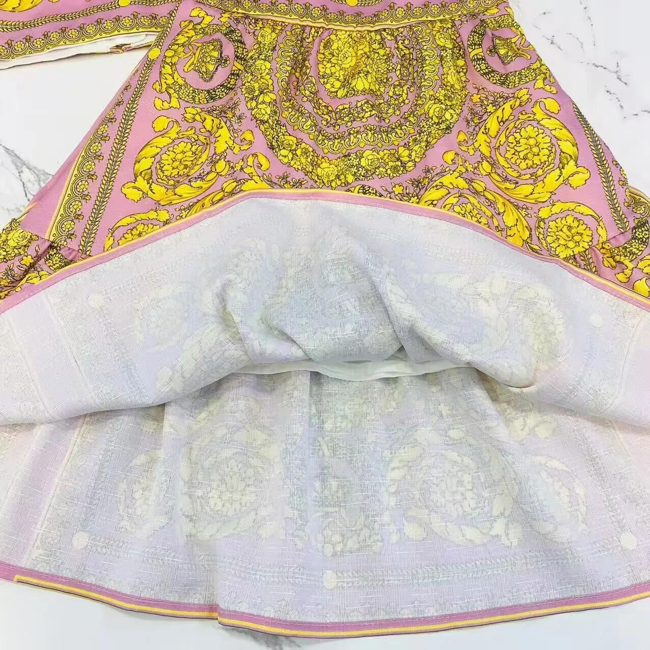 Ensemble de vêtements haut de gamme pour filles, rose, fleur jaune, coton, petite sangle, grande jup