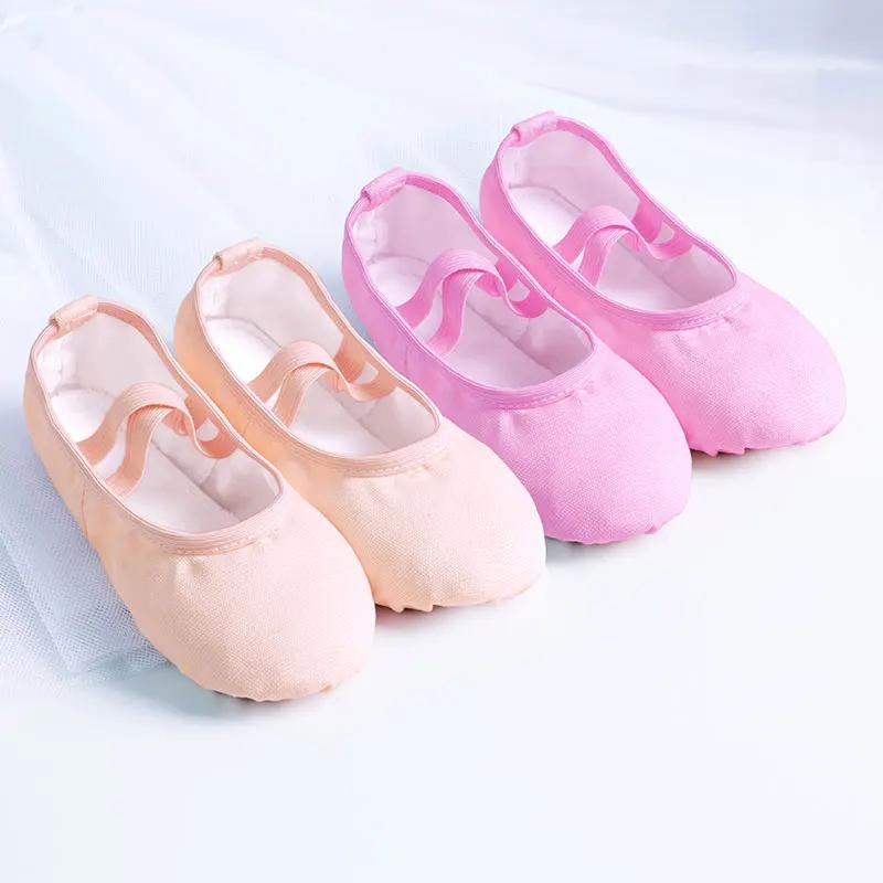 Chaussures de danse ballet filles femmes - Pantoufles de danse en toile à semelle souple confortable