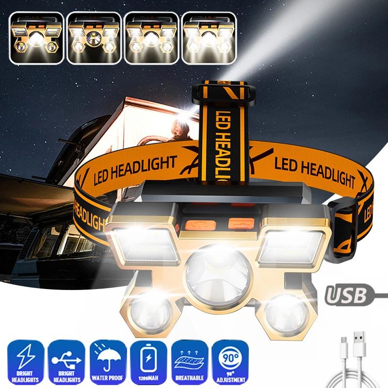 Lampe de sauna aste USB, lampe de poche de bain montée sur la tête, batterie intégrée, camping en pl