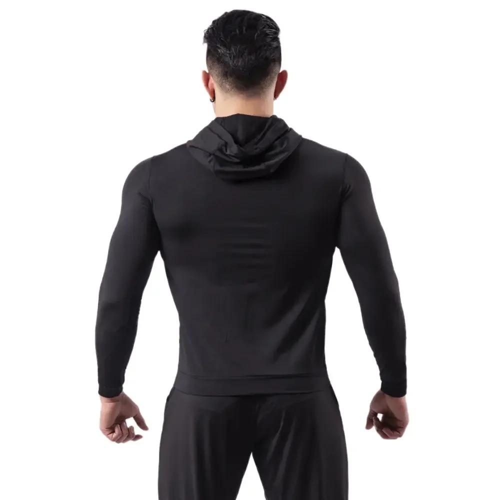 Veste de sport à capuche pour hommes, fitness, course du matin, basket-ball, entraînement, séchage r