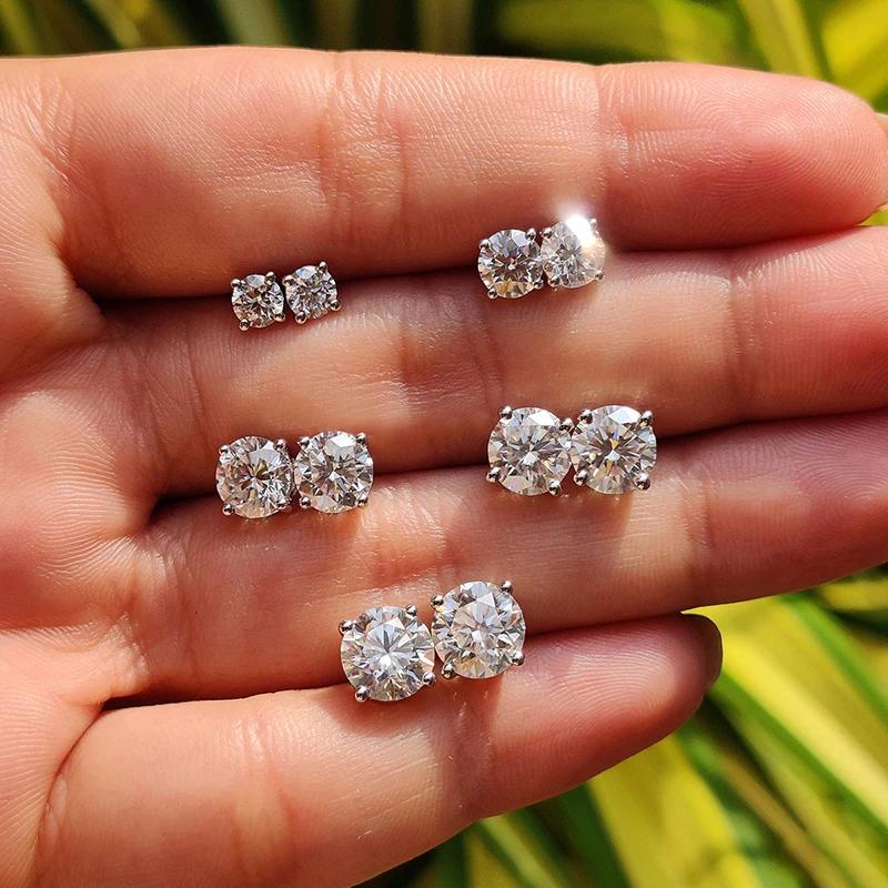 Boucles d'oreilles en diamant Moissanite pour femmes, Test réel 0.1-3CT, plaqué argent platine S925,