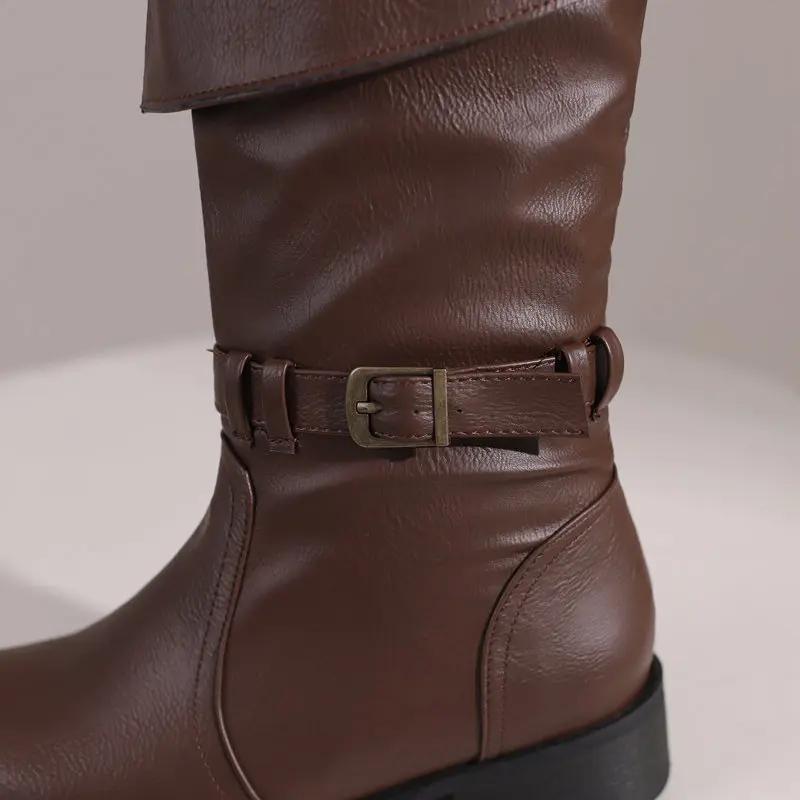 SIMLOVEbalance-Cuissardes à talons larges pour femmes, chaussures de nuit, à enfiler, taille 47 et 4