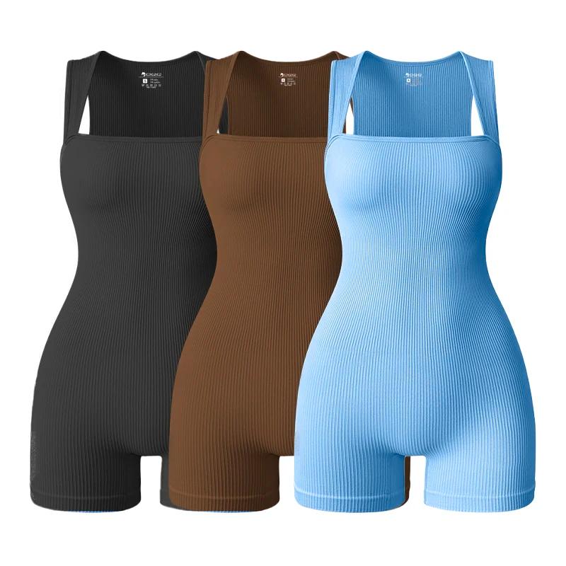 Femmes dos nu sans manches moulante Streetwear barboteuse combishort une pièce mode Fitness Yoga séc