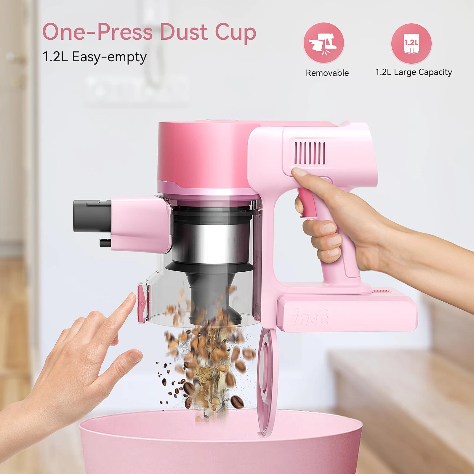 YOMA-Aspirateur balai sans fil, aspirateur sans fil, déterminer les poils d'animaux, sol dur, rose,