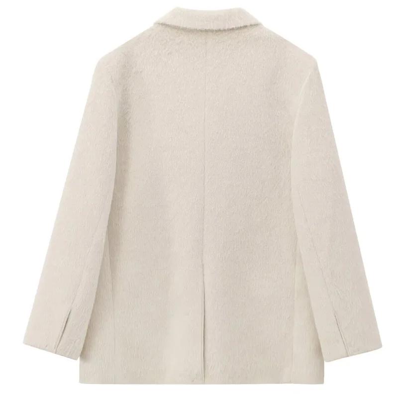 HXAO 2025 femmes Blazer fausse fourrure manteaux vêtements d'extérieur femme printemps vestes blanc