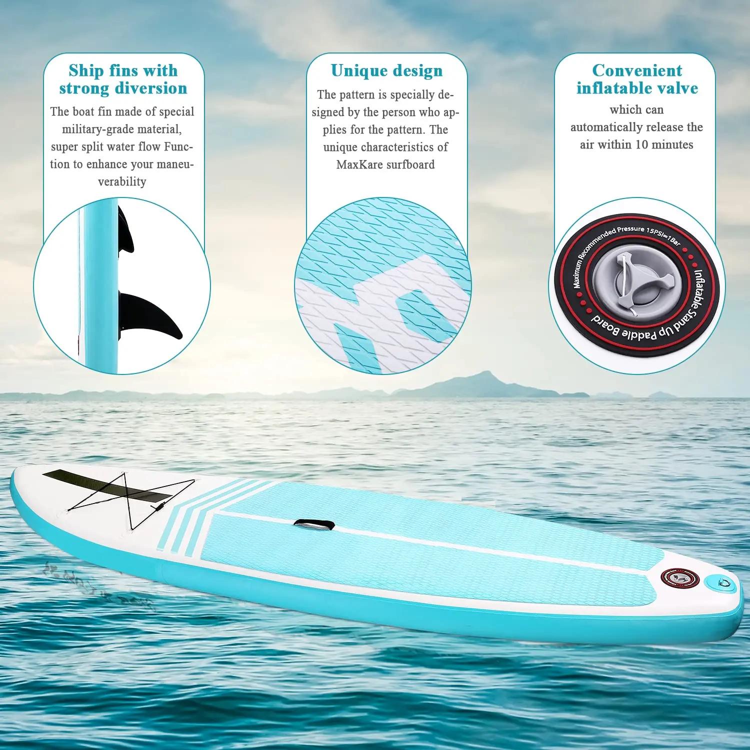 Planche à pagaie gonflable SUP, avec accessoires de paddle, pompe triple action, pêche verte