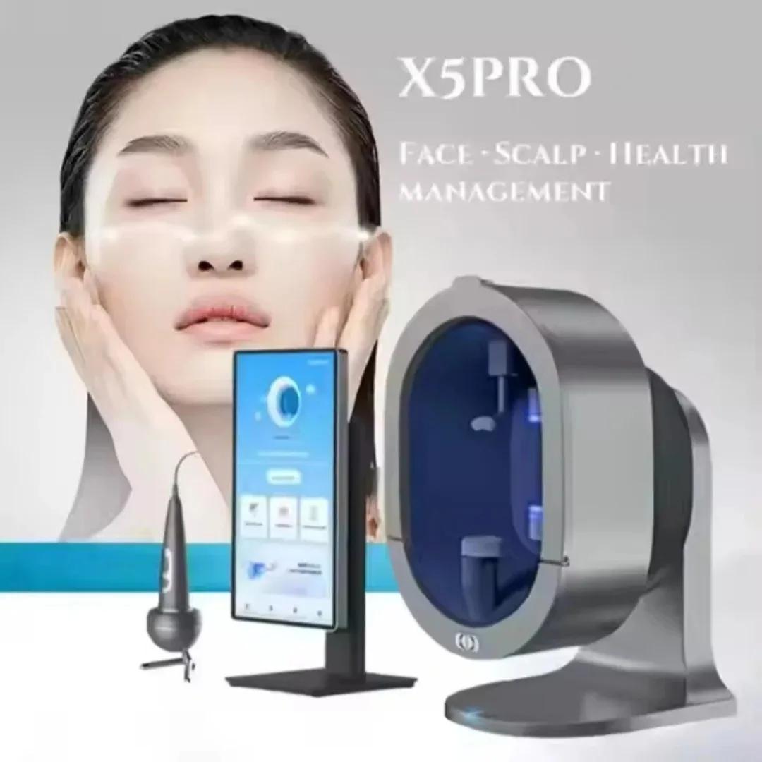 Analyseur d'image cutanée X5 3D AI, pixels haute définition améliorés, scan facial complet, détectio