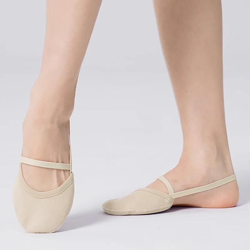 Chaussures gymnastique artistique femme demi-pied daim semelle plate ballet abrasion