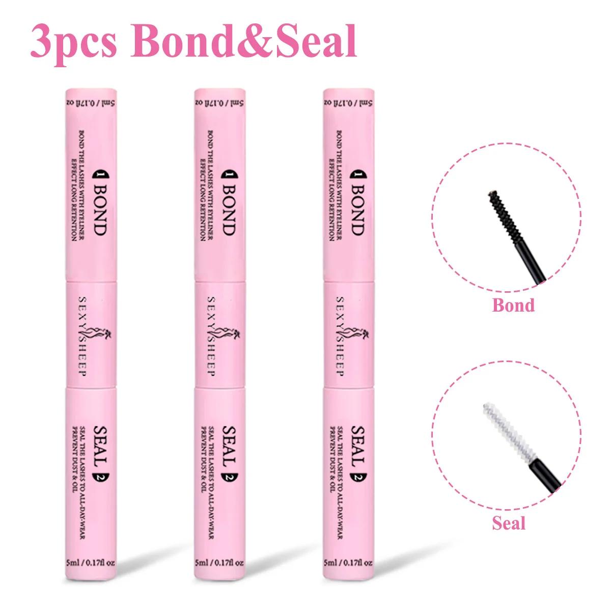 Ensemble de 3 produits pour extensions de cils : colle et scellant pour cils individuels 10 ml, tenu