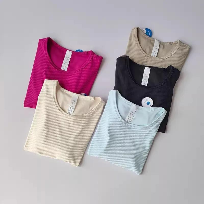 T-shirt de yoga sans coutures pour femmes - Haut sportif respirant manches courtes course