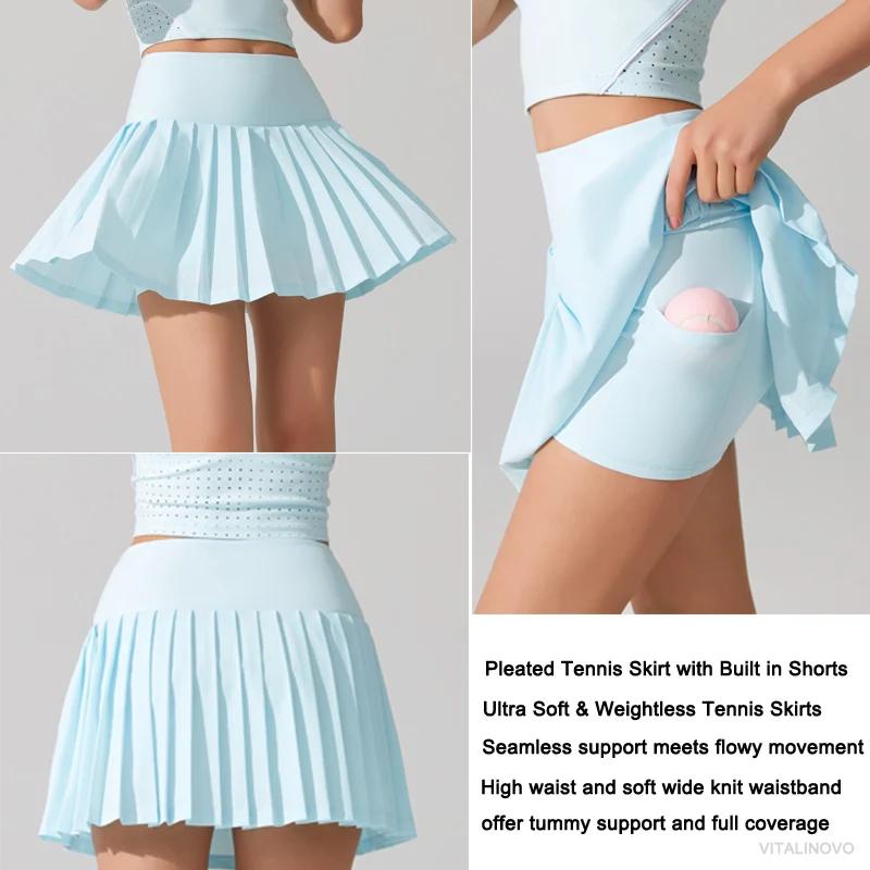 ALINOCalculator-Jupe de tennis plissée pour femme avec poche, short de golf athlétique, taille haute