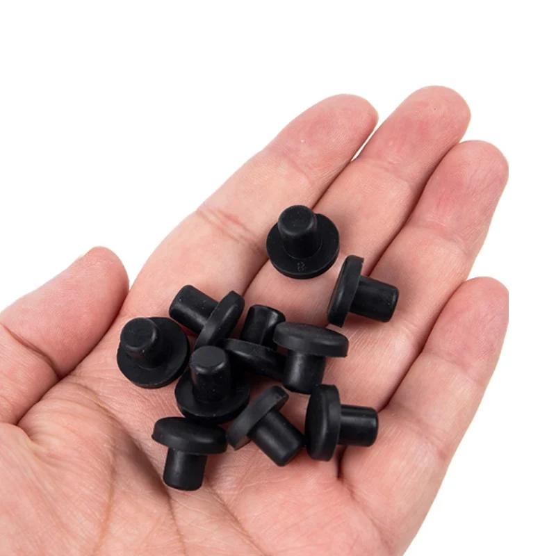 Bouchons de trous en Silicone solide noir, Type T de 2mm à 14mm, bouchons de trous d'étanchéité rési