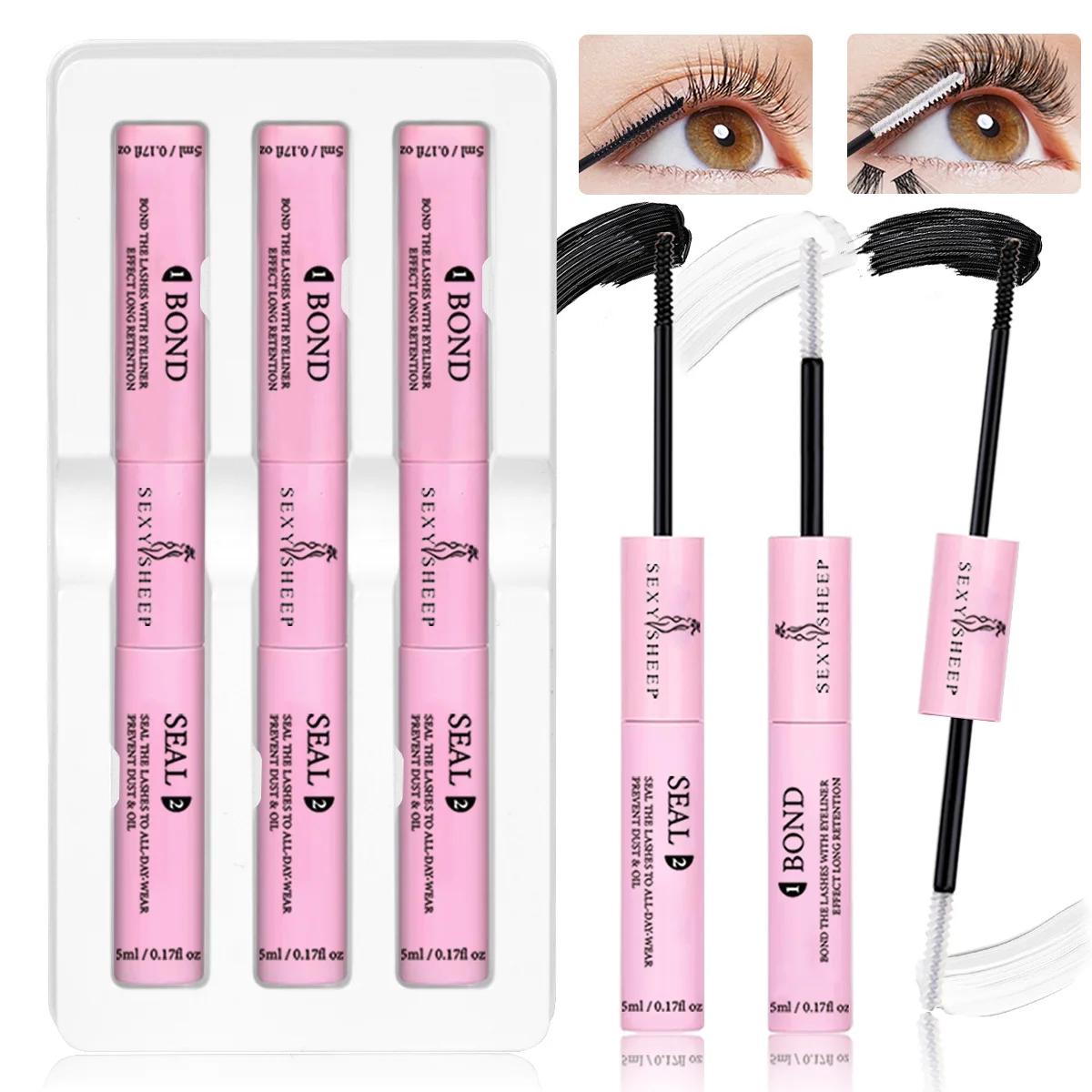 Ensemble de 3 produits pour extensions de cils : colle et scellant pour cils individuels 10 ml, tenu