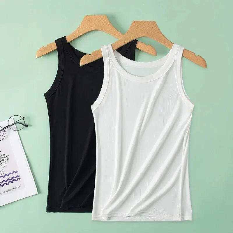Gilet de couleur unie pour femmes, 3 pièces, mode Joker, Camisole filetée pour jeune femme